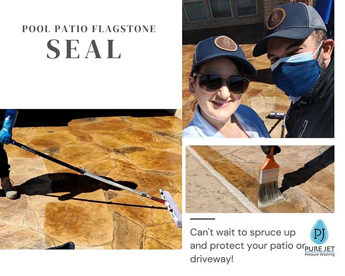 Flagstone Pool Patio Seal on Menominee Drive, Frisco, TX Pure Jet Pressure Wash