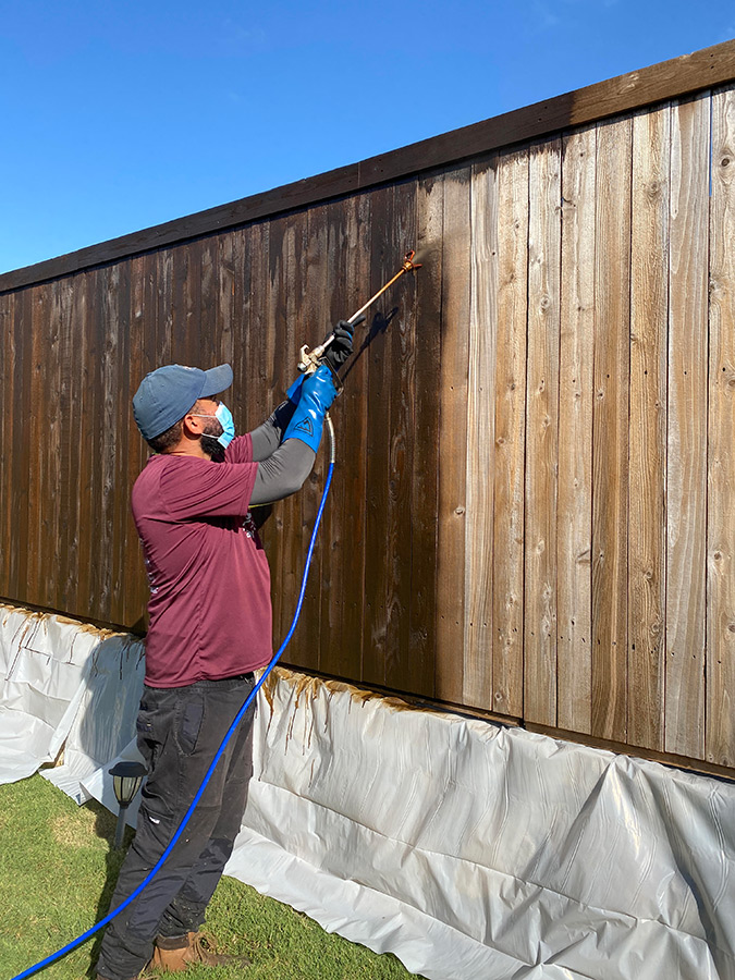 Fence Staining Project on Cherry Blossom Lane Prosper TX